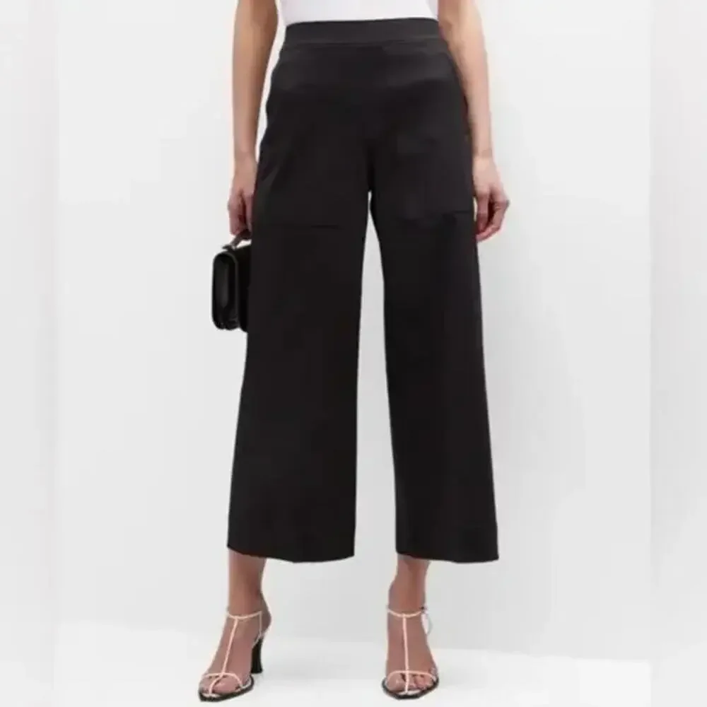 Spanx M Petite On The Go Cropped Wide Leg Pants Black - Picture 8 of 8